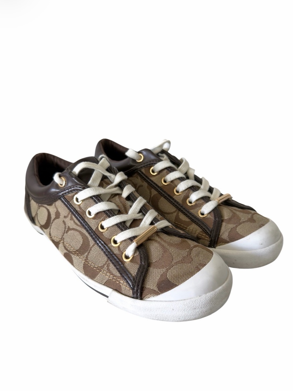 Coach Francesca Signature C Canvas Sneakers Brown Tan Low Top Shoe Sz 9B - Picture 3 of 11